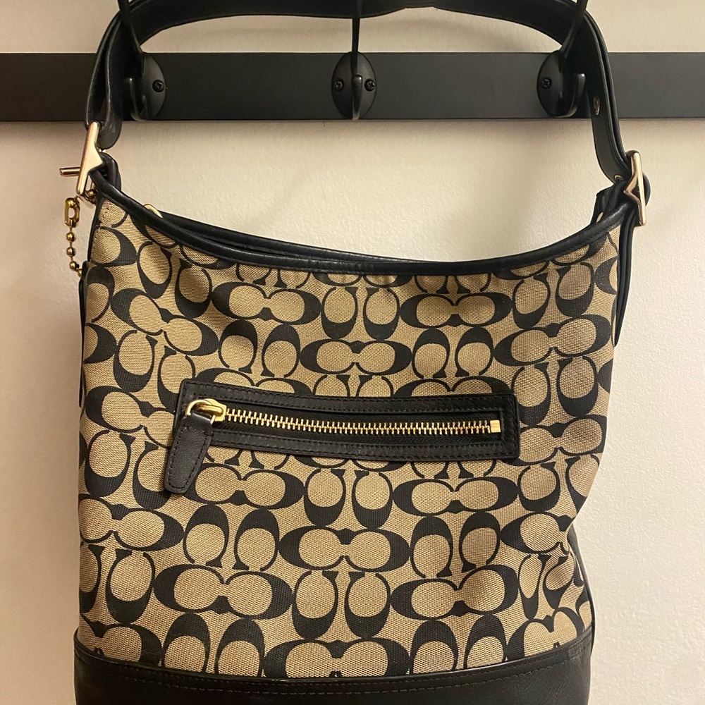 Coach Black and Tan Shoulder Bag